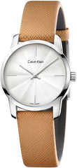 Calvin Klein City Silver Dial Orange Leather Strap Watch for Women - K2G231G6 Watches Calvin Klein   