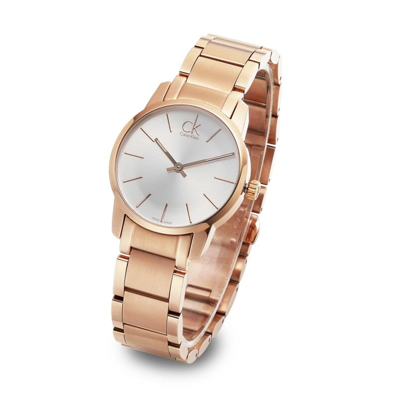 Calvin Klein City White Mother of Pearl Dial Rose Gold Steel Strap Watch for Women - K2G23646 Watches Calvin Klein   