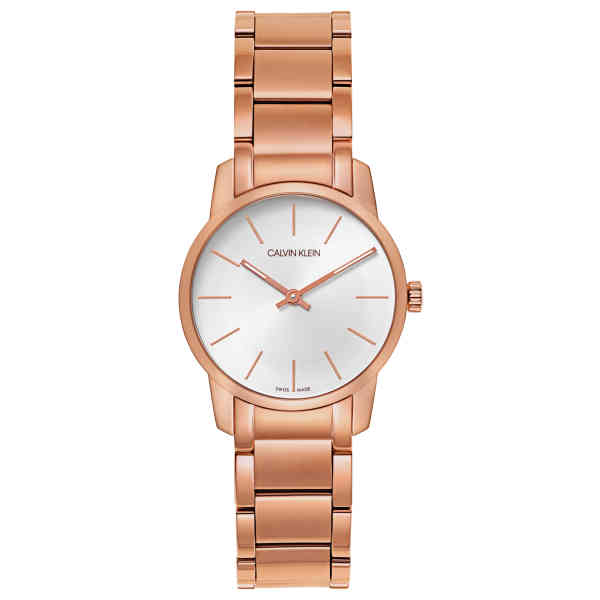 Calvin Klein City White Mother of Pearl Dial Rose Gold Steel Strap Watch for Women - K2G23646 Watches Calvin Klein   