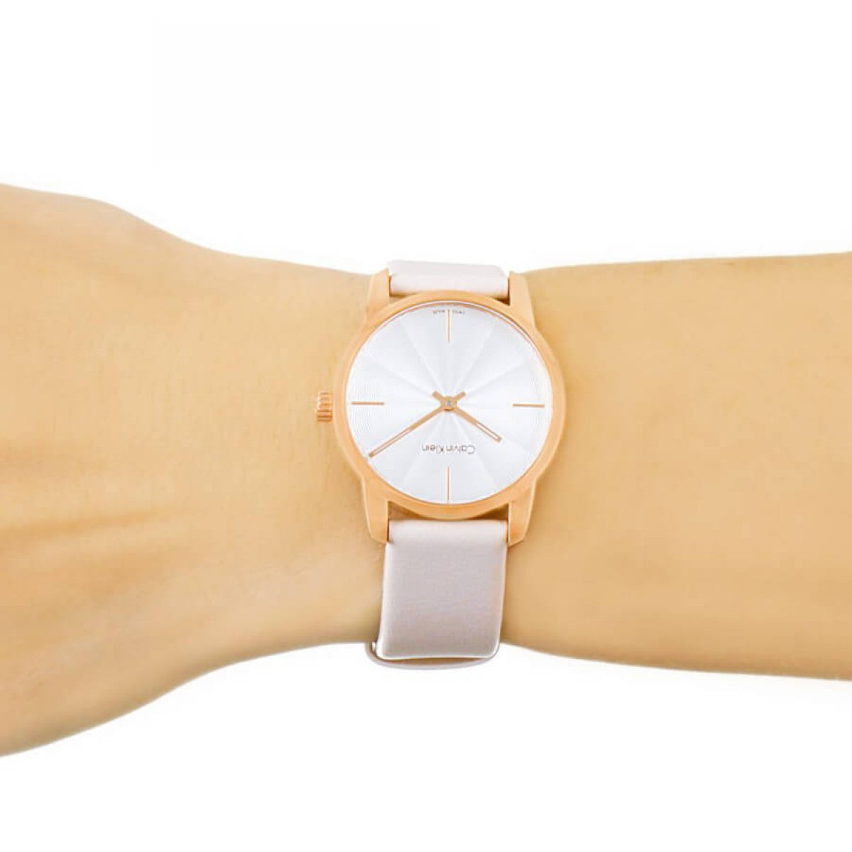 Calvin Klein City Silver Dial White Leather Strap Watch for Women - K2G236X6 Watches Calvin Klein   