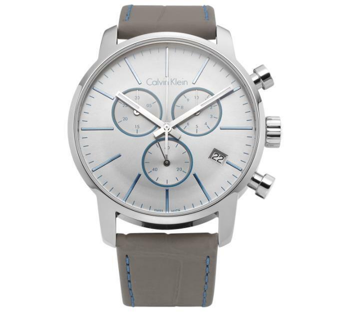 Calvin Klein City Chronograph White Dial White Leather Strap Watch for Men - K2G271Q4 Watches Calvin Klein   