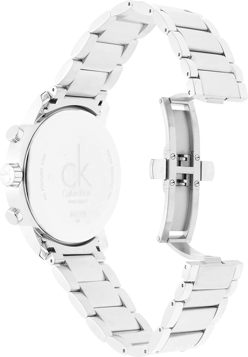 Calvin Klein City Chronograph White Dial Silver Steel Strap Watch for Men - K2G271Z6 Watches Calvin Klein   