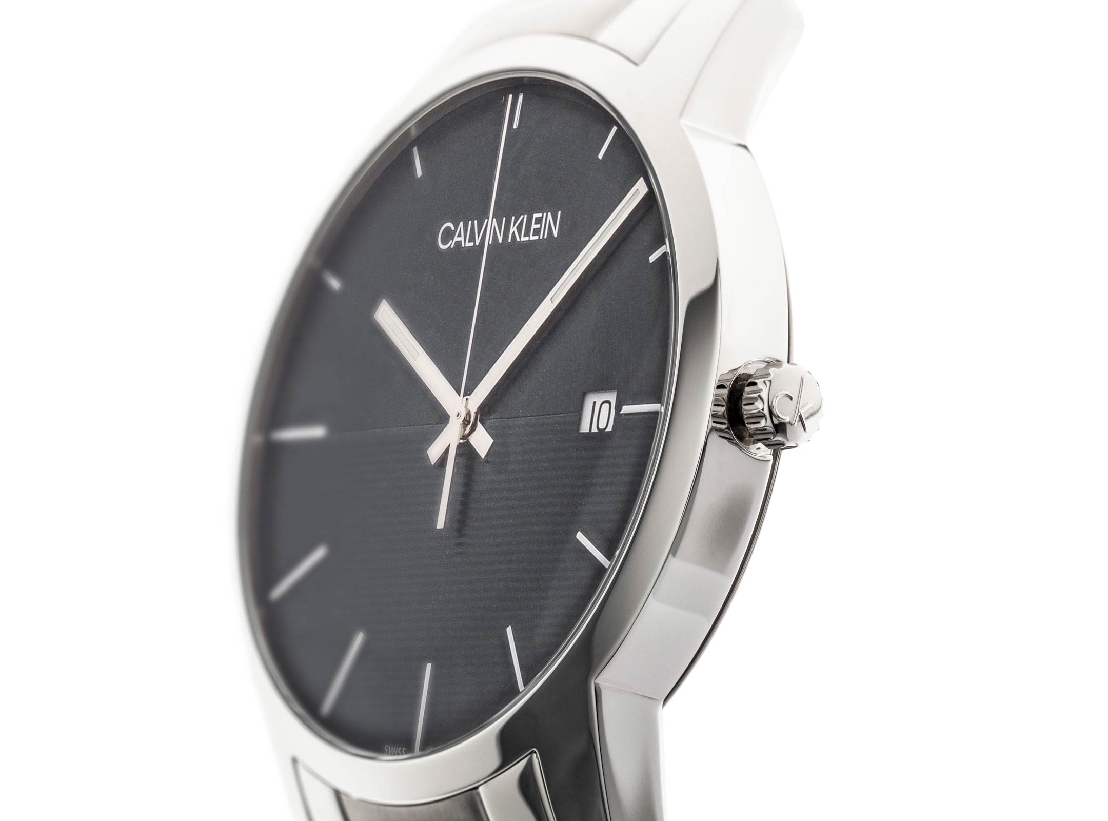 Calvin Klein City Black Dial Silver Steel Strap Watch for Men - K2G2G14C Watches Calvin Klein   