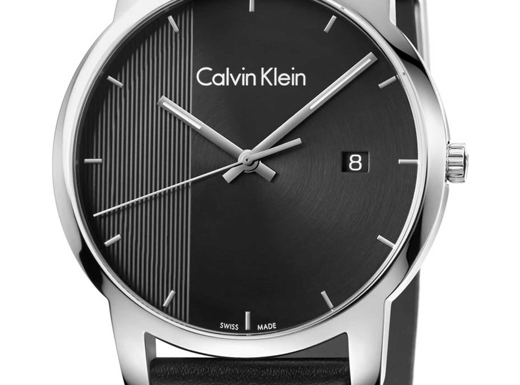 Calvin Klein City Quartz Black Dial Black Leather Strap Watch for Men - K2G2G1C1 Watches Calvin Klein   