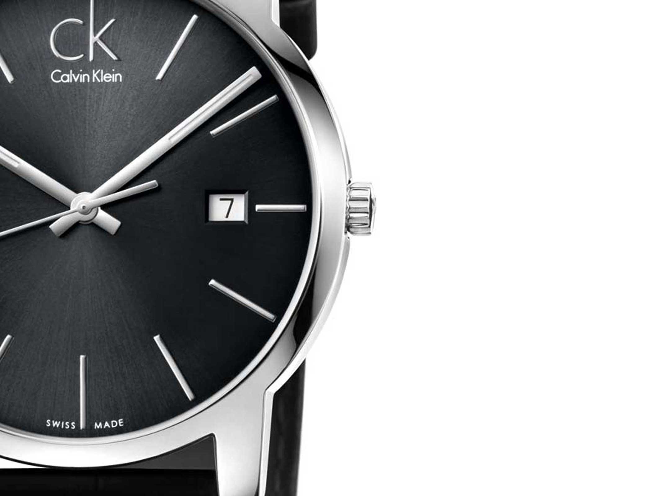 Calvin Klein City Quartz Black Dial Black Leather Strap Watch for Men - K2G2G1C3 Watches Calvin Klein   