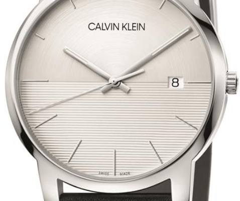 Calvin Klein City White Dial Black Leather Strap Watch for Men - K2G2G1CD Watches Calvin Klein   