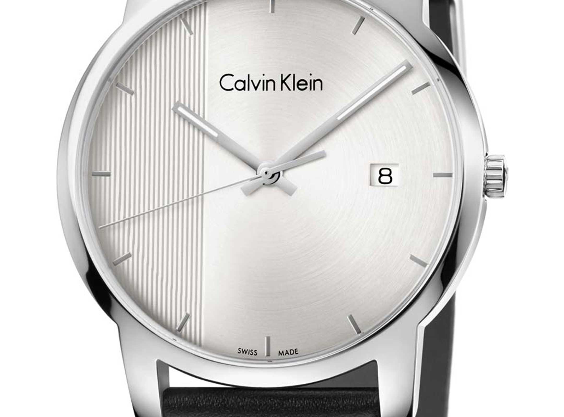 Calvin Klein City Silver Dial Black Steel Strap Watch for Men - K2G2G1CX Watches Calvin Klein   