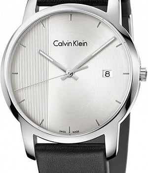 Calvin Klein City Silver Dial Black Steel Strap Watch for Men - K2G2G1CX Watches Calvin Klein   