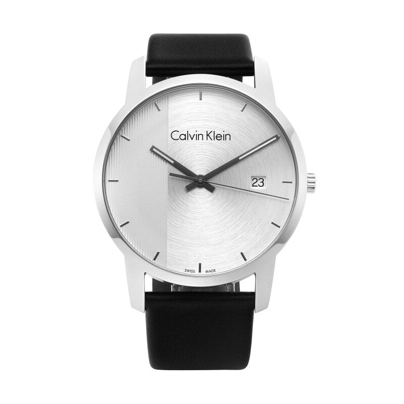 Calvin Klein City Silver Dial Black Steel Strap Watch for Men - K2G2G1CX Watches Calvin Klein   