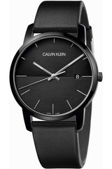 Calvin Klein City Quartz Black Dial Black Leather Strap Watch for Men - K2G2G4C1 Watches Calvin Klein   