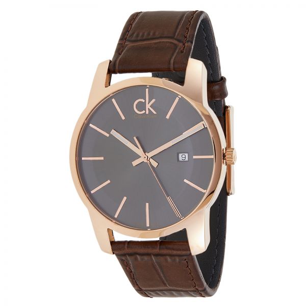 Calvin Klein City Chronograph Brown Dial Brown Leather Strap Watch for Men - K2G2G6G3 Watches Calvin Klein   