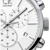 Calvin Klein Masculine Chronograph White Dial White Leather Strap Watch for Men - K2H27101 Watches Calvin Klein   