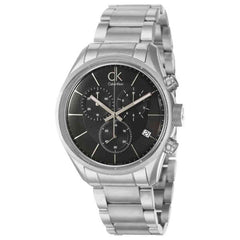 Calvin Klein Masculine Chronograph Black Dial Silver Steel Strap Watch for Men - K2H27104 Watches Calvin Klein   