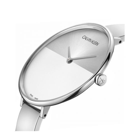 Calvin Klein Full Moon White Dial White Leather Strap Watch for Women - K8Y231L6 Watches Calvin Klein   