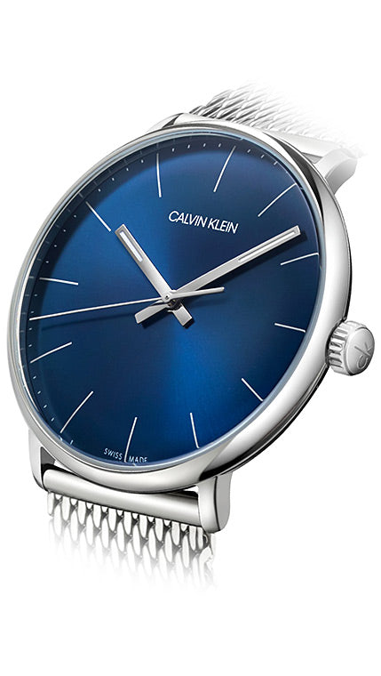 Calvin Klein High Noon Quartz Blue Dial Silver Mesh Bracelet Watch for Men - K8M2112N Watches Calvin Klein   