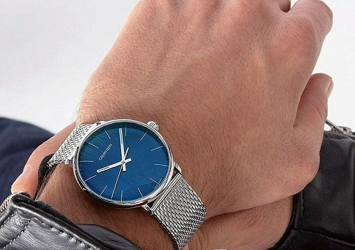 Calvin Klein High Noon Quartz Blue Dial Silver Mesh Bracelet Watch for Men - K8M2112N Watches Calvin Klein   