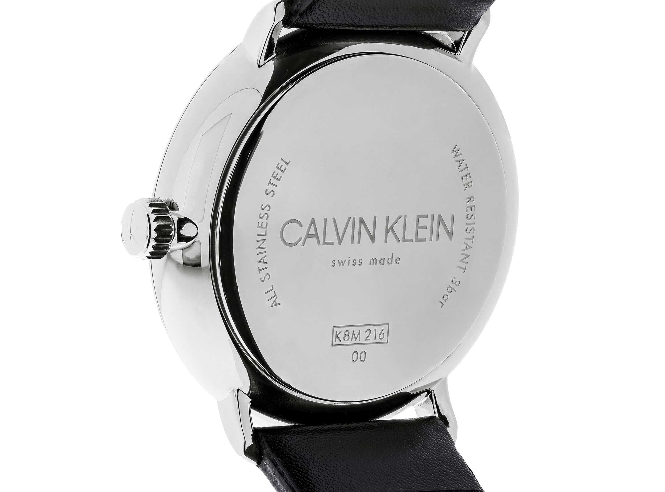 Calvin Klein High Noon Quartz White Dial Black Leather Strap Watch for Men - K8M211C6 Watches Calvin Klein   