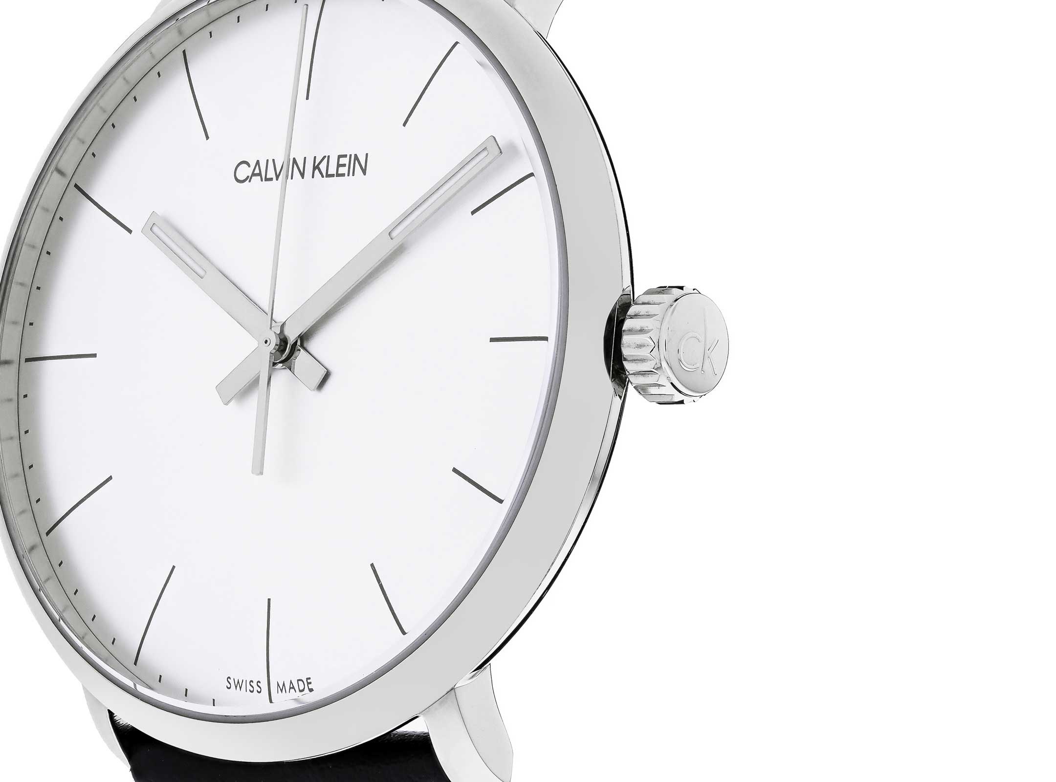 Calvin Klein High Noon Quartz White Dial Black Leather Strap Watch for Men - K8M211C6 Watches Calvin Klein   