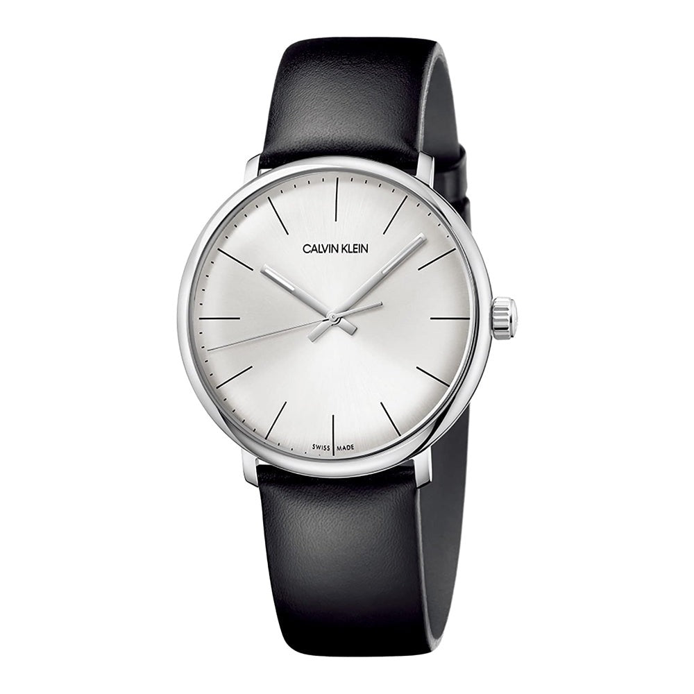 Calvin Klein High Noon Quartz White Dial Black Leather Strap Watch for Men - K8M211C6 Watches Calvin Klein   