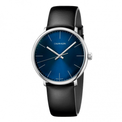 Calvin Klein High Noon Quartz Blue Dial Black Leather Strap Watch for Men - K8M211CN Watches Calvin Klein   