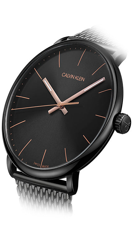 Calvin Klein High Noon Quartz Black Dial Black Mesh Bracelet Watch for Men - K8M21421 Watches Calvin Klein   