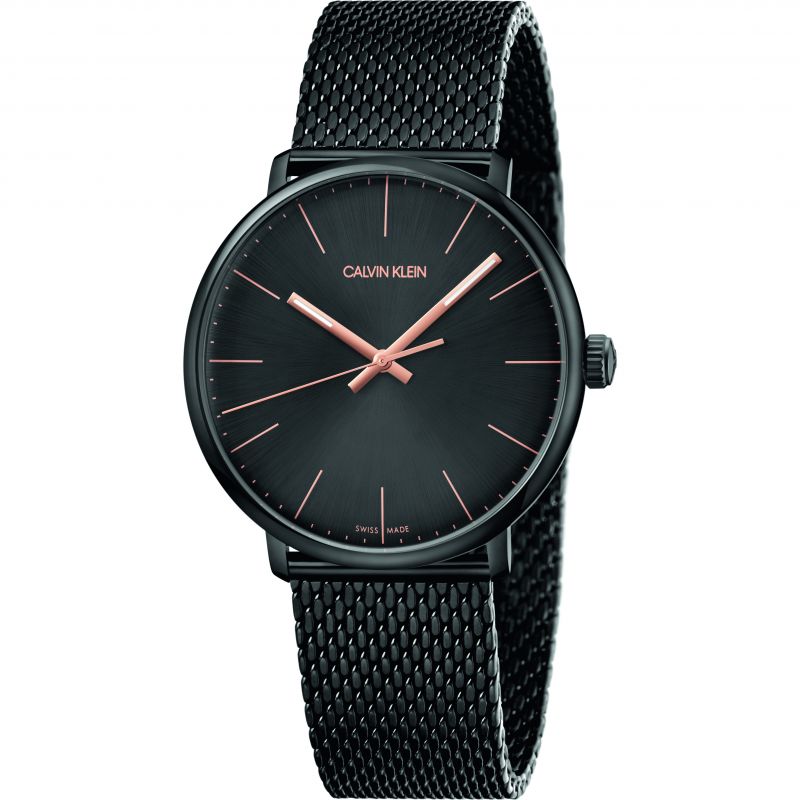 Calvin Klein High Noon Quartz Black Dial Black Mesh Bracelet Watch for Men - K8M21421 Watches Calvin Klein   