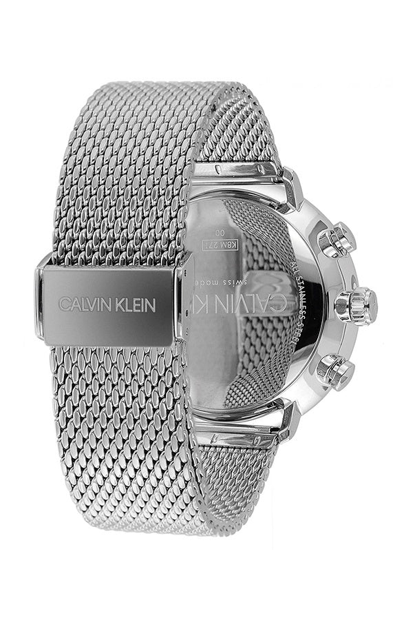 Calvin Klein High Noon Chronograph Black Dial Silver Mesh Bracelet Watch for Men - K8M27121 Watches Calvin Klein   