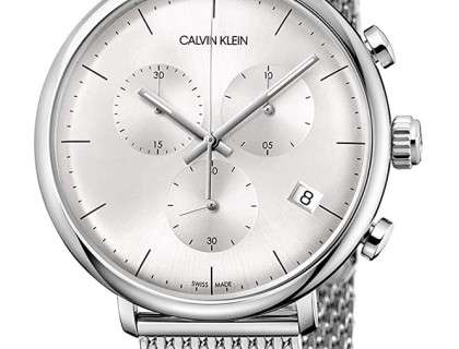 Calvin Klein High Noon Silver Dial Silver Mesh Bracelet Watch for Men - K8M27126 Watches Calvin Klein   