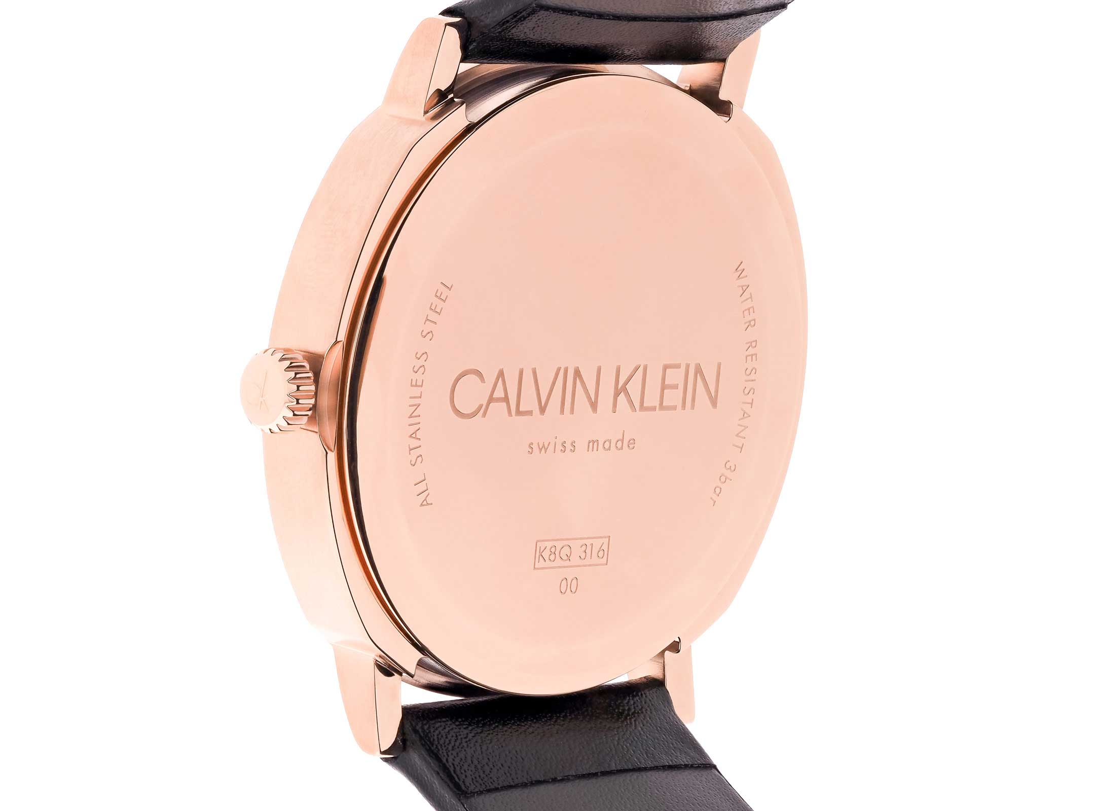 Calvin Klein City Quartz Grey Dial Black Leather Strap Watch for Men - K2G2G6C3 Watches Calvin Klein   