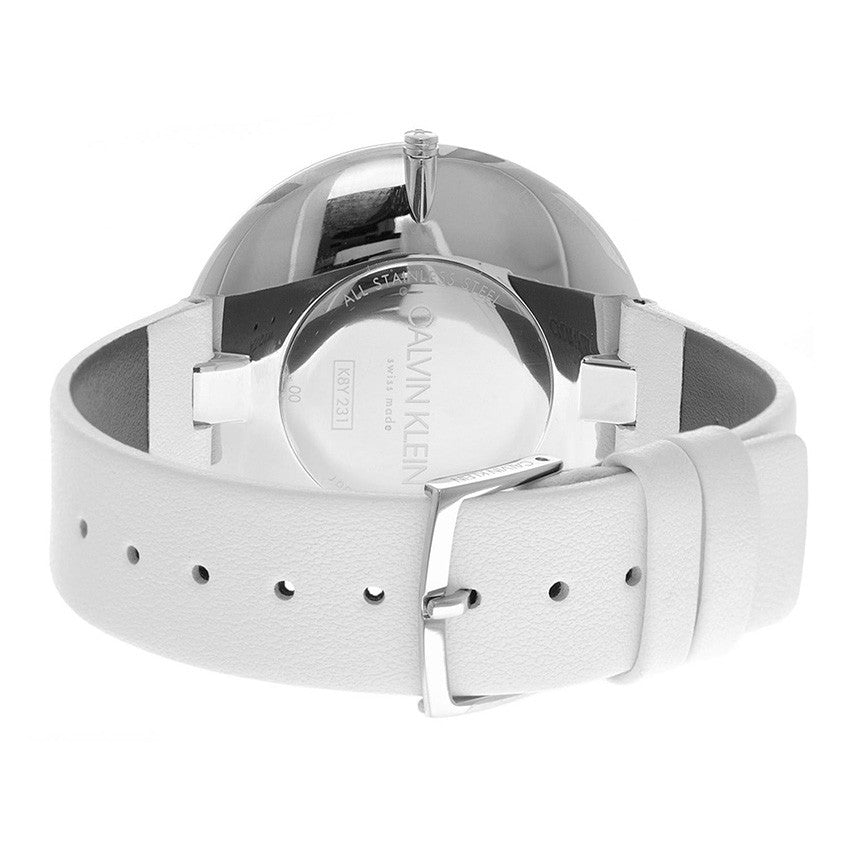 Calvin Klein Full Moon White Dial White Leather Strap Watch for Women - K8Y231L6 Watches Calvin Klein   