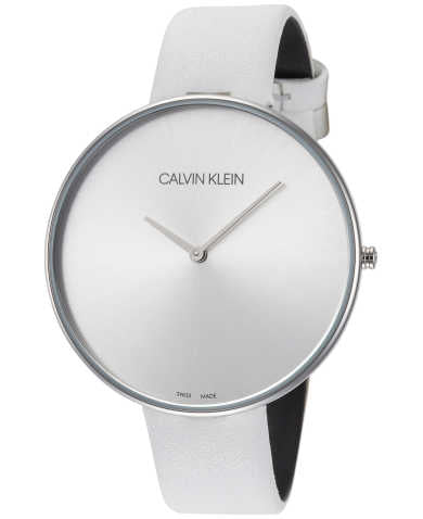 Calvin Klein Full Moon White Dial White Leather Strap Watch for Women - K8Y231L6 Watches Calvin Klein   