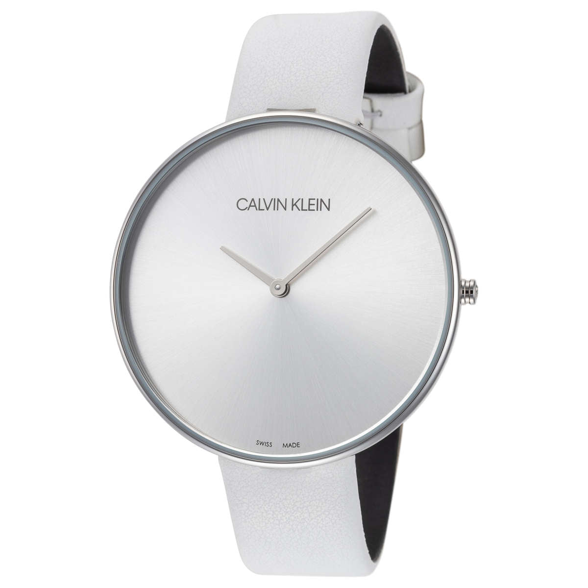 Calvin Klein Full Moon White Dial White Leather Strap Watch for Women - K8Y231L6 Watches Calvin Klein   