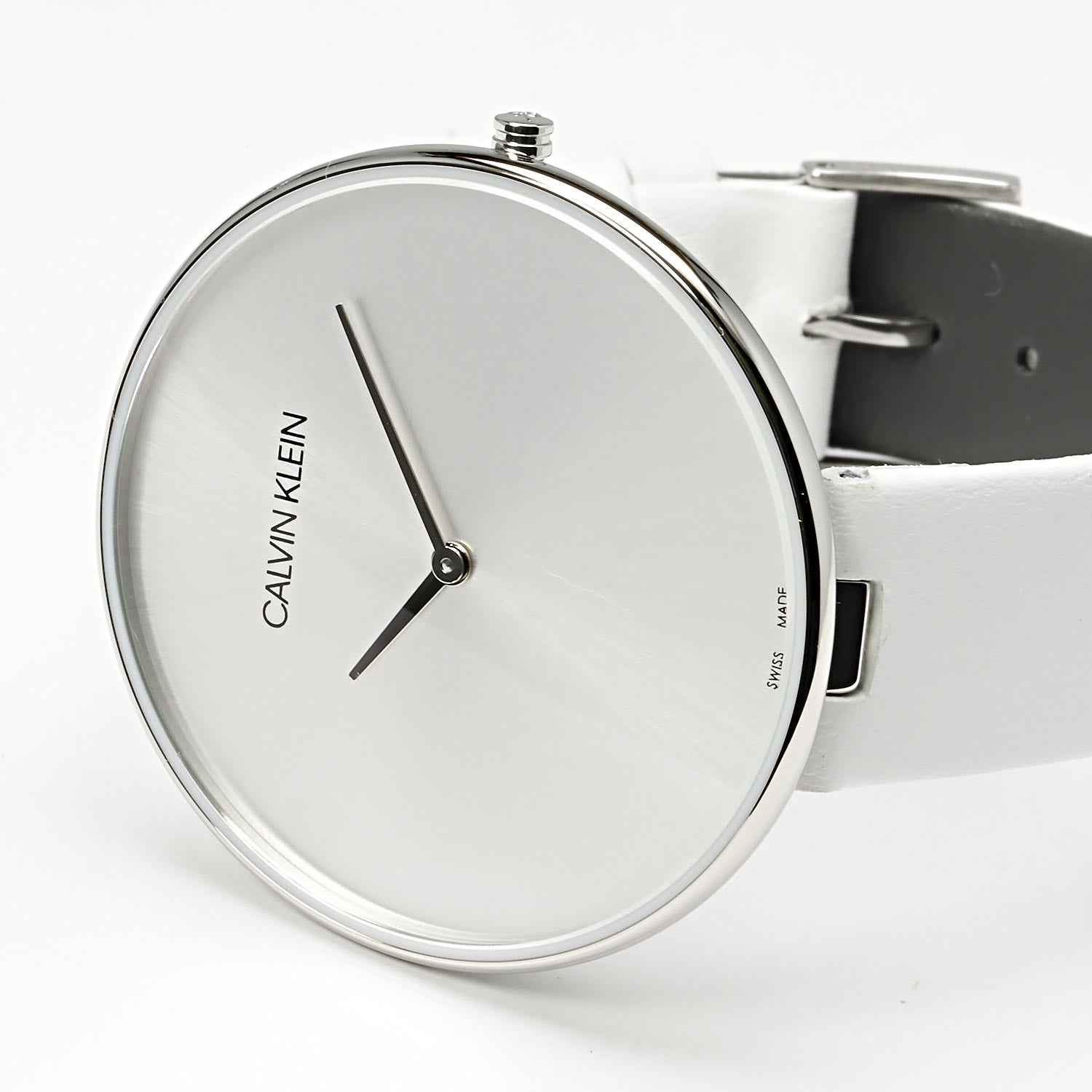 Calvin Klein Full Moon White Dial White Leather Strap Watch for Women - K8Y231L6 Watches Calvin Klein   