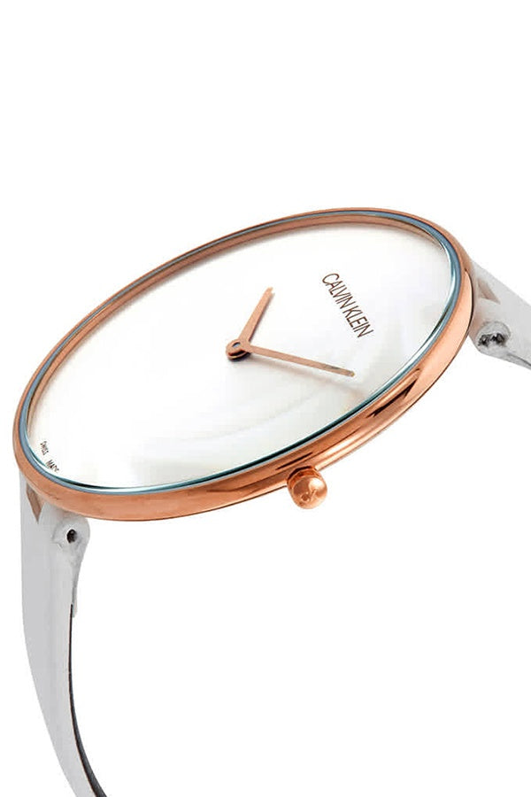 Calvin Klein Full Moon White Dial White Leather Strap Watch for Women - K8Y236L6 Watches Calvin Klein   