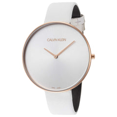 Calvin Klein Full Moon White Dial White Leather Strap Watch for Women - K8Y236L6 Watches Calvin Klein   