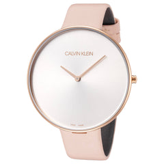 Calvin Klein Full Moon Silver Dial Pink Leather Stap Watch for Women - K8Y236Z6 Watches Calvin Klein   