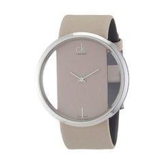 Calvin Klein Glam Transparent Dial Beige Leather Strap Watch for Women - K9423162 Watches Calvin Klein   