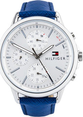 Tommy Hilfiger Carly Silver Dial Blue Leather Strap Watch for Women - 1781791 Watches Tommy Hilfiger   