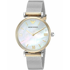 Emporio Armani Gianni T Bar Mother of Pearl Dial Silver Mesh Bracelet Watch For Women - AR2068 Watches Emporio Armani   