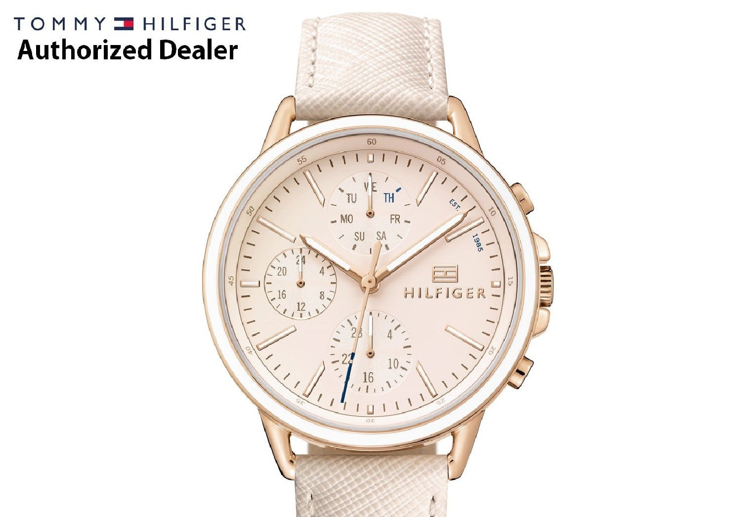 Tommy Hilfiger Carly Cream Dial Cream Leather Strap Watch for Women -1781789 Watches Tommy Hilfiger   