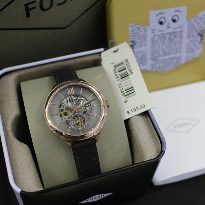 Fossil Suitor Mechanical Grey Dial Grey Leather Strap Watch for Women - BQ3265 Watches Fossil   