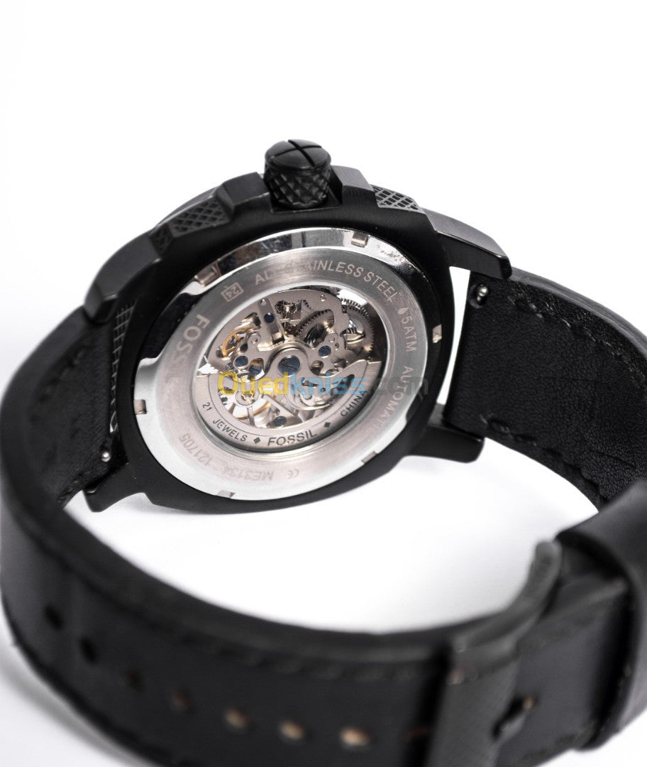 Fossil Modern Machine Automatic Skeleton Grey Dial Black Steel Strap Watch for Men - ME3134 Watches Fossil   