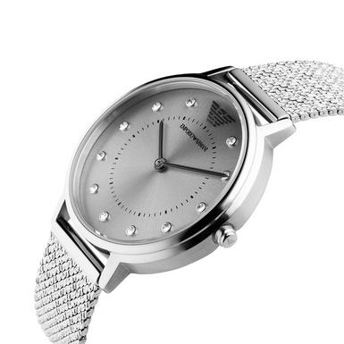 Emporio Armani Kappa Silver Dial Silver Mesh Bracelet Watch For Women - AR11128 Watches Emporio Armani   