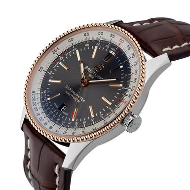 Breitling Navitimer 1 Automatic 41mm Black Dial Brown Leather Strap Mens Watch - U17326211M1P1 Watches Breitling   