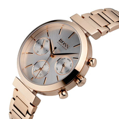 Hugo Boss Flawless Quartz White Dial Gold Steel Strap Watch for Women -1502531 Watches Hugo Boss   
