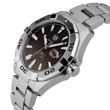 Tag Heuer Aquaracer Calibre 5 Automatic Brown Sunray Dial Silver Steel Strap Watch for Men - WAY2018.BA0927 Watches Tag Heuer   