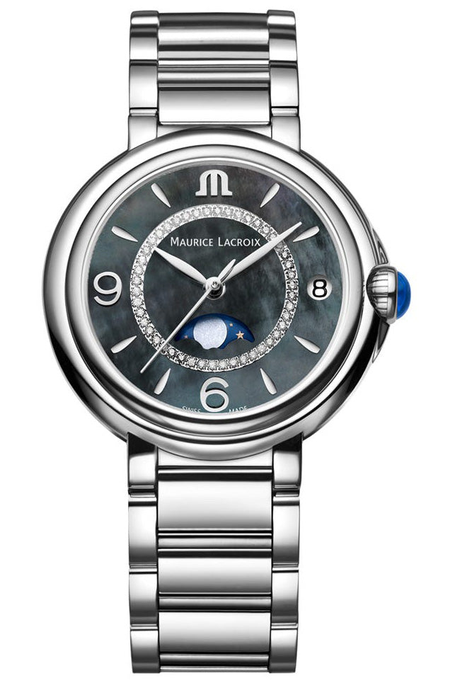 Maurice Lacroix Fiaba Moonphase Blue Dial Silver Steel Strap Watch for Women - FA1084-SS002-420-1 Watches Maurice Lacroix   
