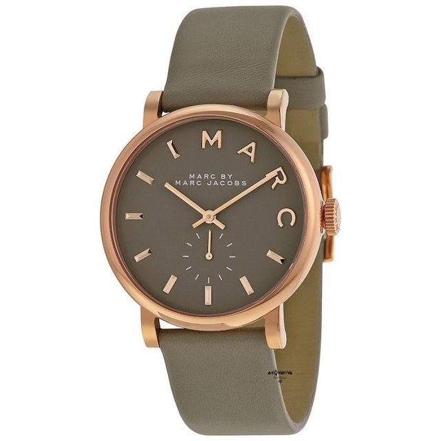 Marc Jacobs Baker Grey Dial Grey Leather Strap Watch for Women - MBM1266 Watches Marc Jacobs   