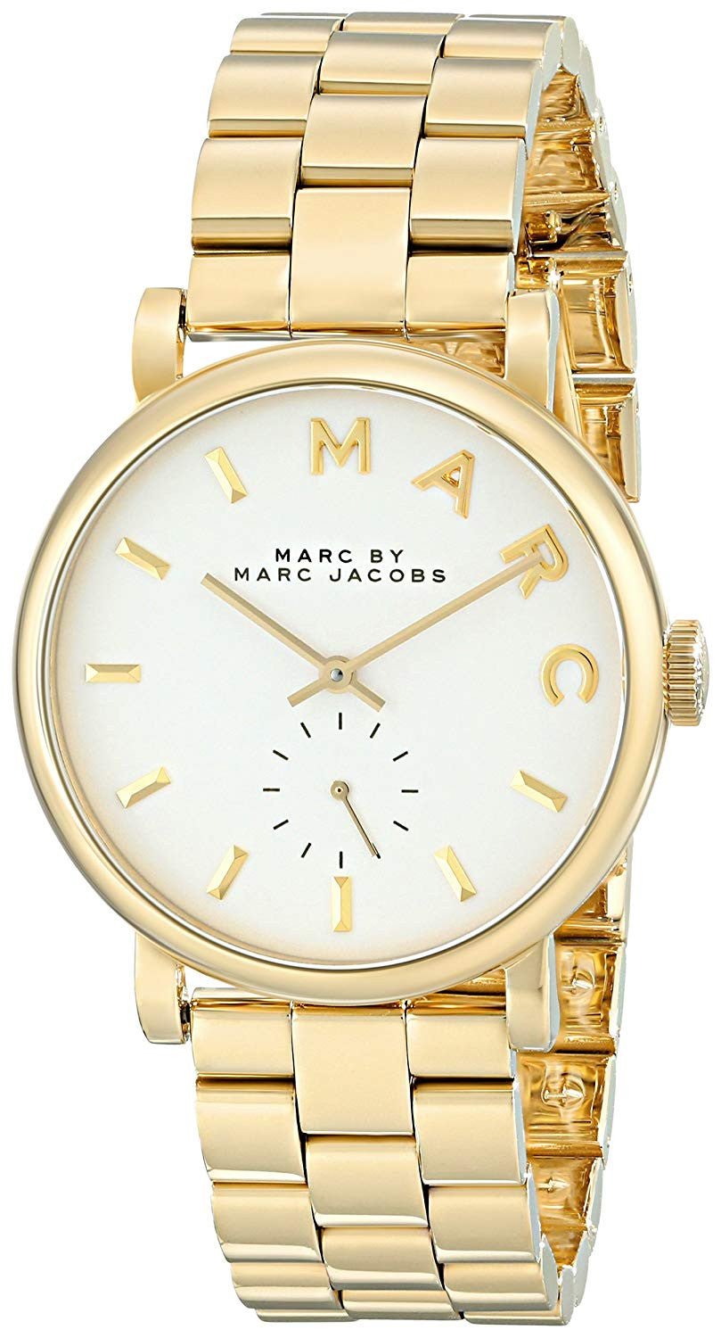 Marc Jacobs Baker White Dial Gold Stainless Steel Strap Watch for Women - MBM3243 Watches Marc Jacobs   