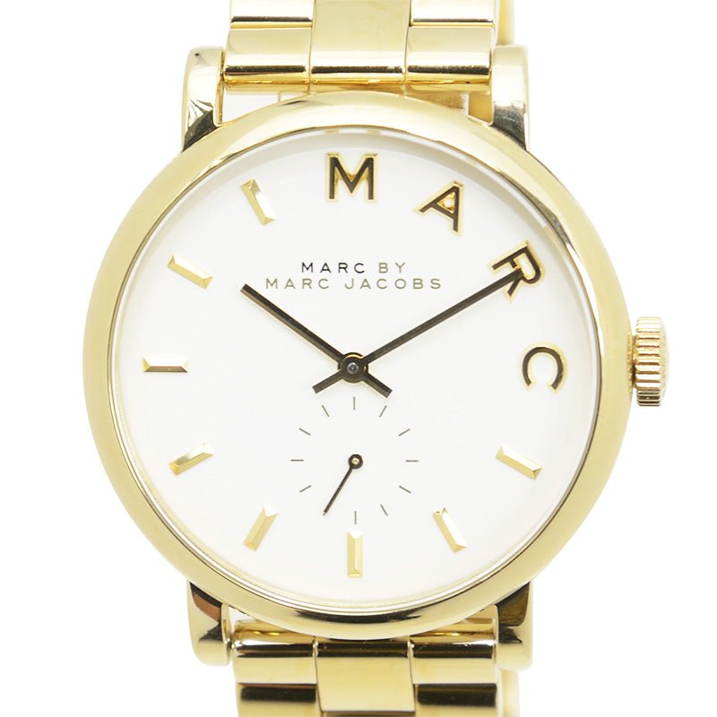 Marc Jacobs Baker White Dial Gold Stainless Steel Strap Watch for Women - MBM3243 Watches Marc Jacobs   